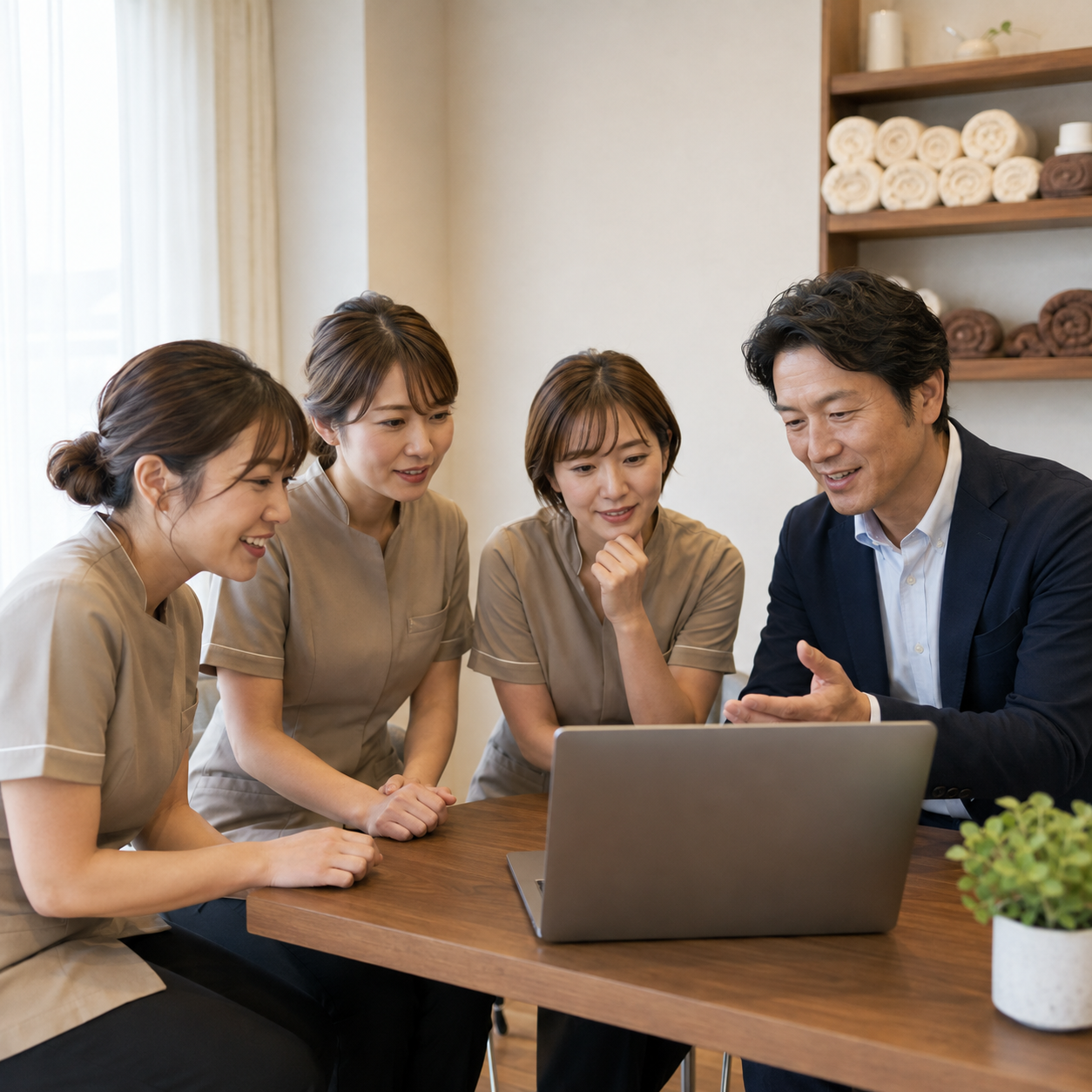 少人数でAIの使い方を学ぶスタッフ（イメージ）